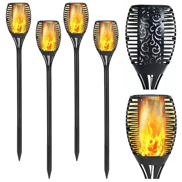 4 Pcs Solar Waterproof Flickering Dancing Flame Lamp - 5