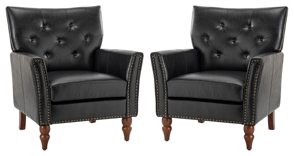 Vegan Leather Armchair With Nailhead Trim Set of 2   Contemporary   Armchairs And Accent Chairs   by Karat Home  Houzz