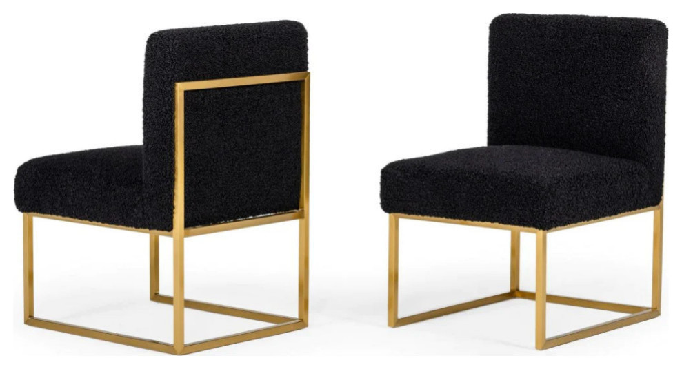 Jared Glam Black and Gold Fabric Chair  Set of 2   Contemporary   Armchairs And Accent Chairs   by Rustic Home Furniture Deco  Houzz