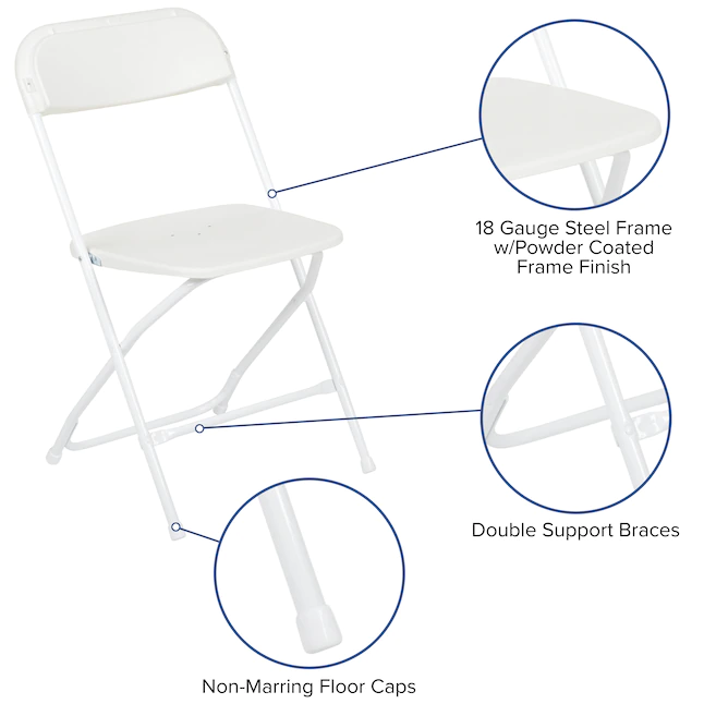 Flash Furniture 10-Pack White Standard Folding Chair with Solid Seat (Indoor)