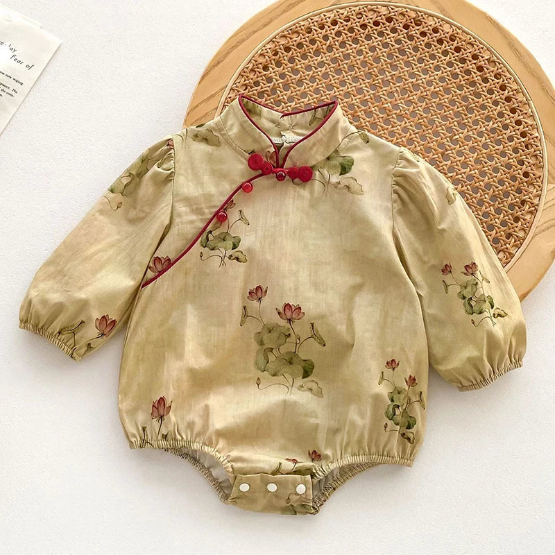 Spring Newborn Girls Romper Baby Clothes Baby Cherry Print Butterflies Long Sleeve Jumpsuit Climb Clothes Baby Cotton Clothing