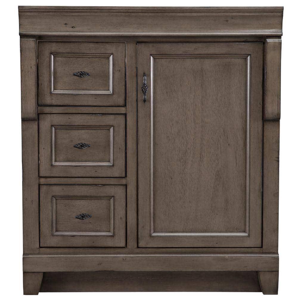 Home Decorators Collection Naples 30 in W Bath Vanity Cabinet Only in Distressed Grey with Left Hand Drawers