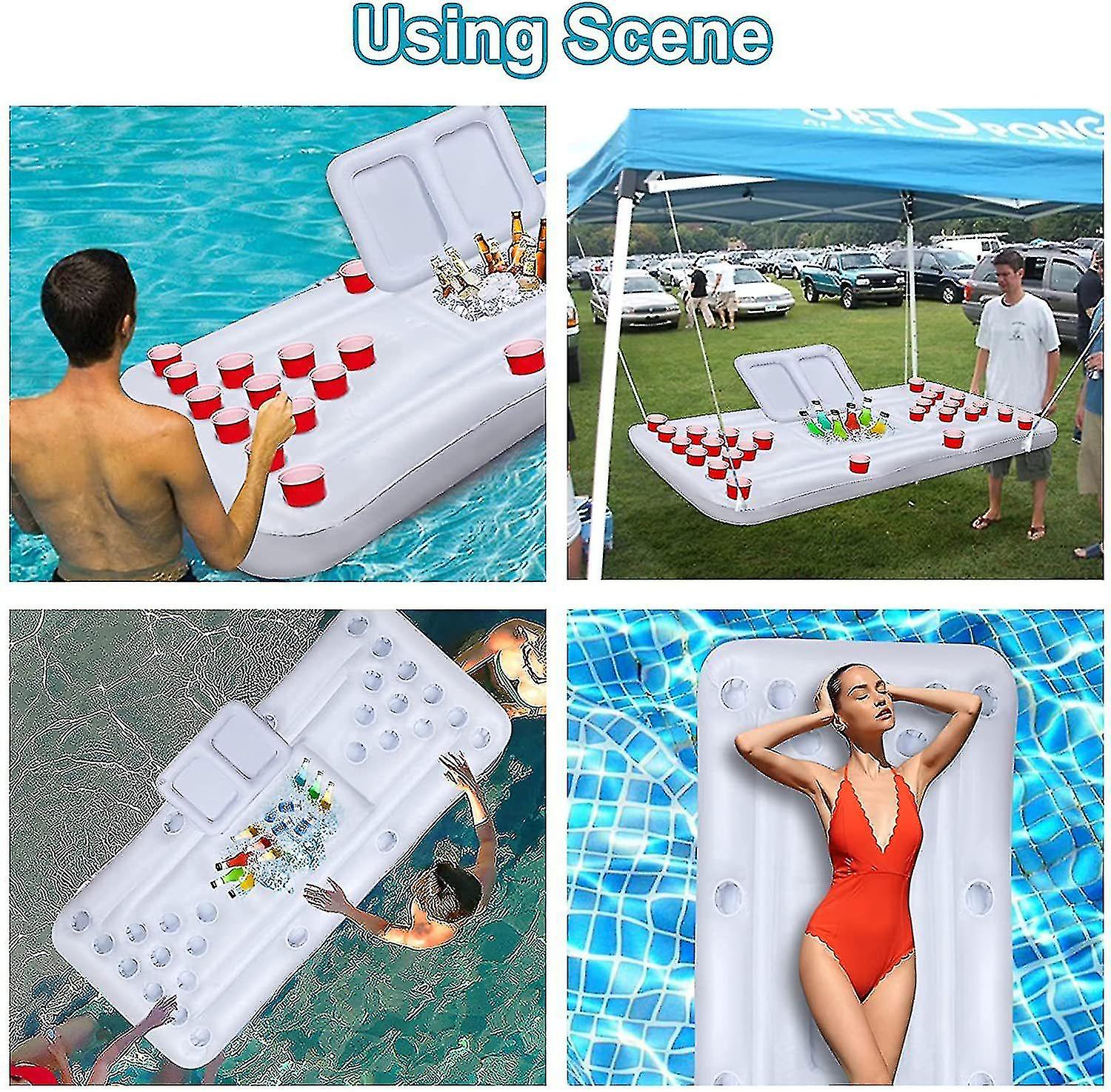 Inflatable Beer Table 28 Cup Hole Floating Drainage Table Tennis Game Table Entertainment Ice Trough Water Hole Floating Row