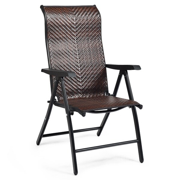 Patio Rattan Folding Reclining Chair Outdoor Portable Camping Chair