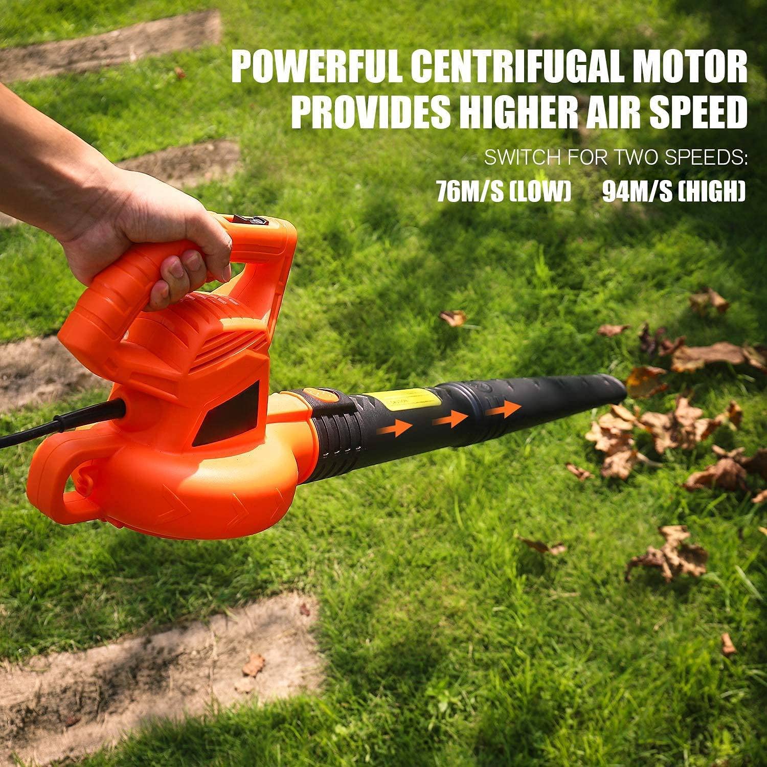 850W Electric Leaf Blower, 2 Speed Mode