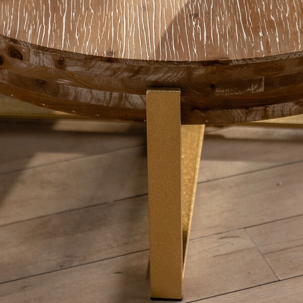 Retro Fashion Style Cylindrical Coffee Table with Vertical Texture Relief Design