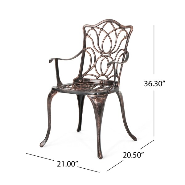 Tucson Outdoor 4Seater Square Cast Aluminum Dining Set by Christopher Knight Home