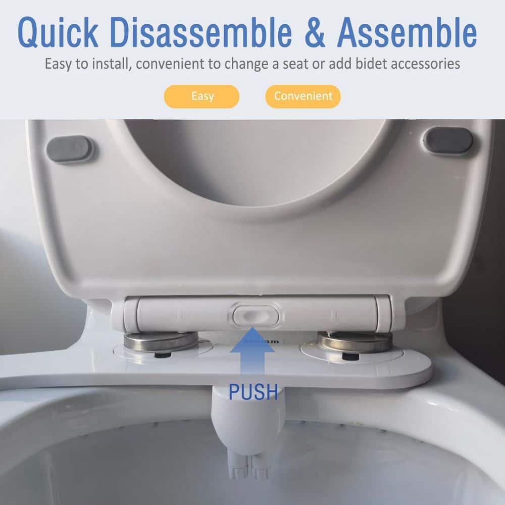 INSTER 1piece 1116 GPF Top Button Dual Flush Elongated Toilet in White Include Seat and Lid and Bidet Sprayer