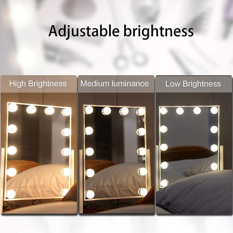 Lighted Makeup Mirror Hollywood Mirror Makeup Mirror With 12 Lights Smart Touch Control 3colors Dimable Light Detachable 10x Mag