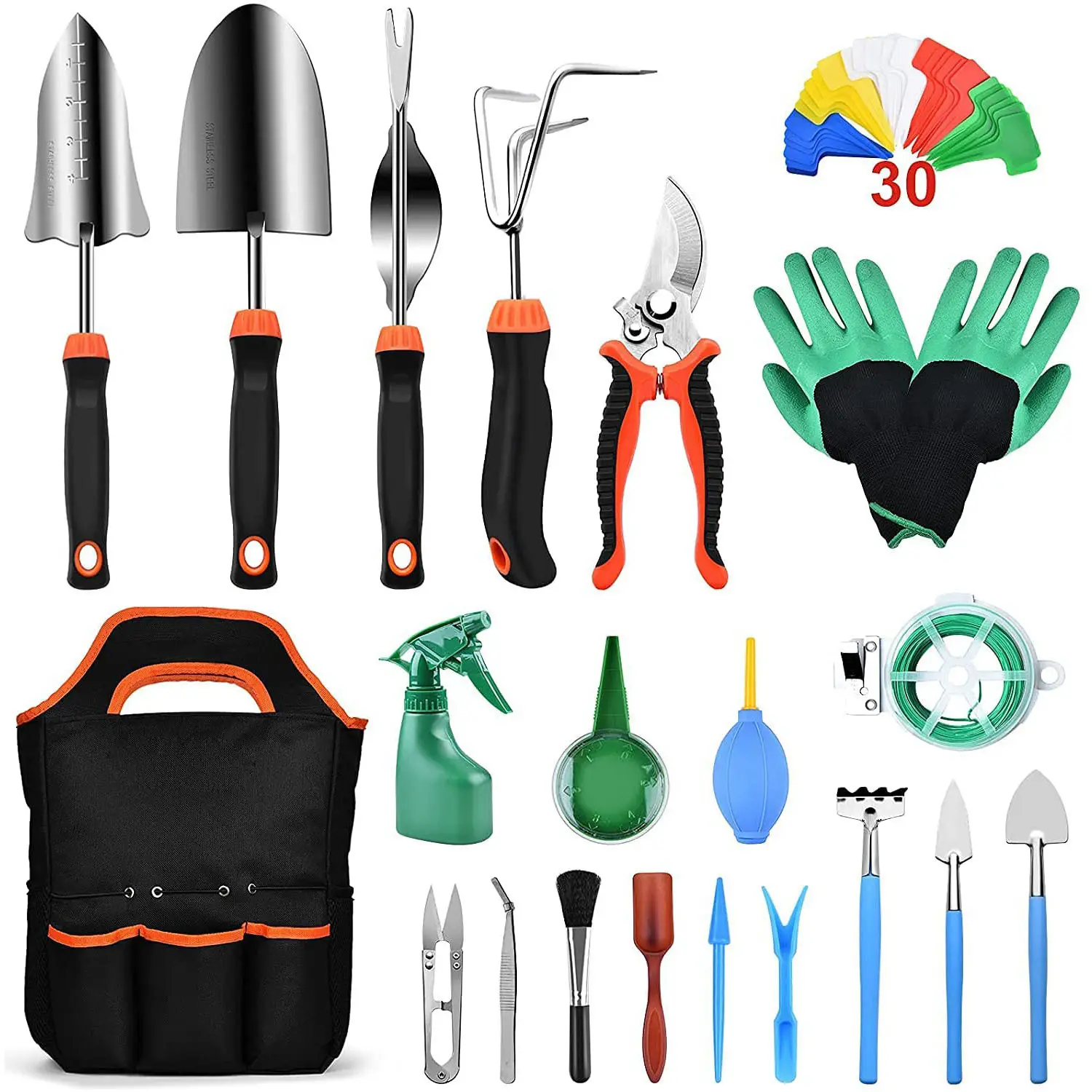 Garden tool set stainless steel 9 piece gardening tools glov es scissors Home garden tools shovel rake spade