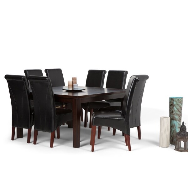 WYNDENHALL Franklin Transitional 9 Pc Dining Set with 6 Upholstered Dining Chairs and 54 inch Wide Table