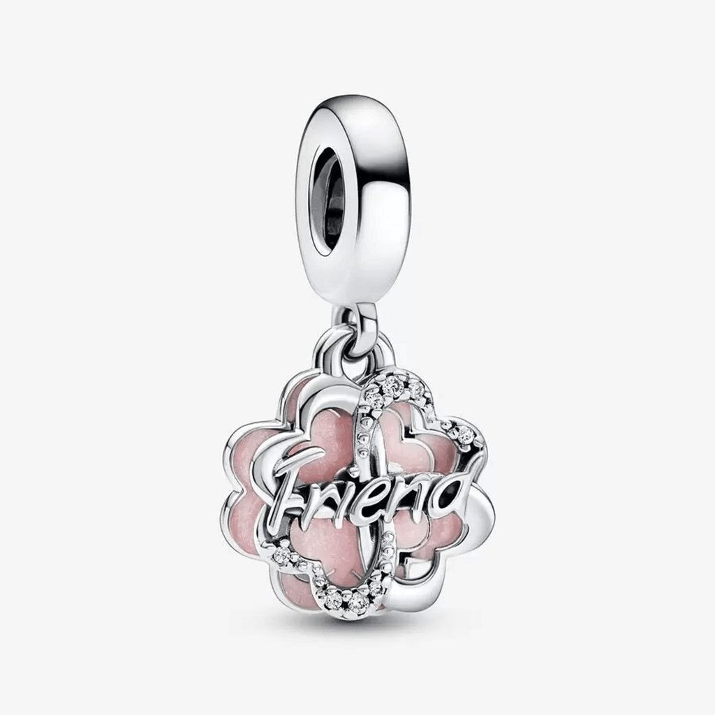 PANDORA  Four-leaf Clover Friendship Double Dangle Charm