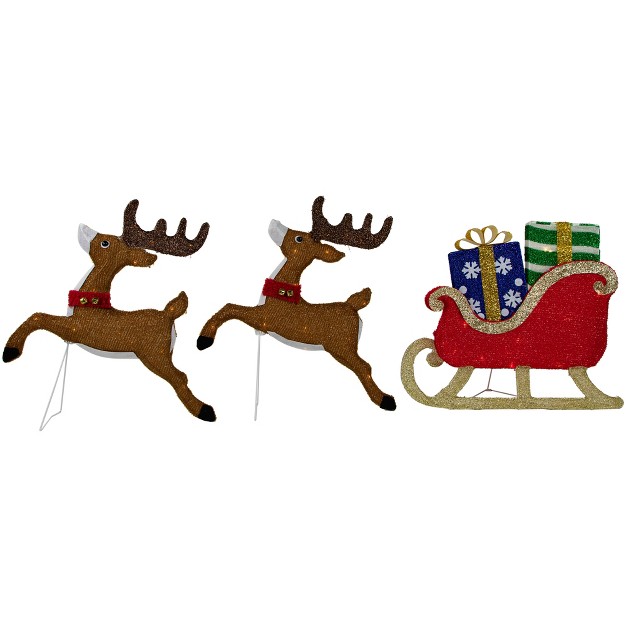 Lighted Reindeer With Sleigh Christmas Decoration