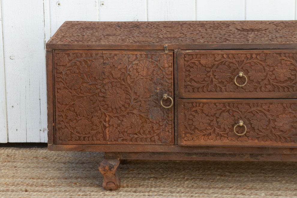 Rare Finely Carved Anglo Indian Low Cabinet   Eclectic   Accent Chests And Cabinets   by De cor  Houzz