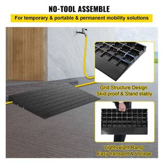 VEVOR Rubber Threshold Ramp 2202 lbs. Load Cap Threshold Ramp Doorway 2.5 in. Rise and 3 Channels for Wheelchair and Scooter WF24X42.5X2.5WSX2V0