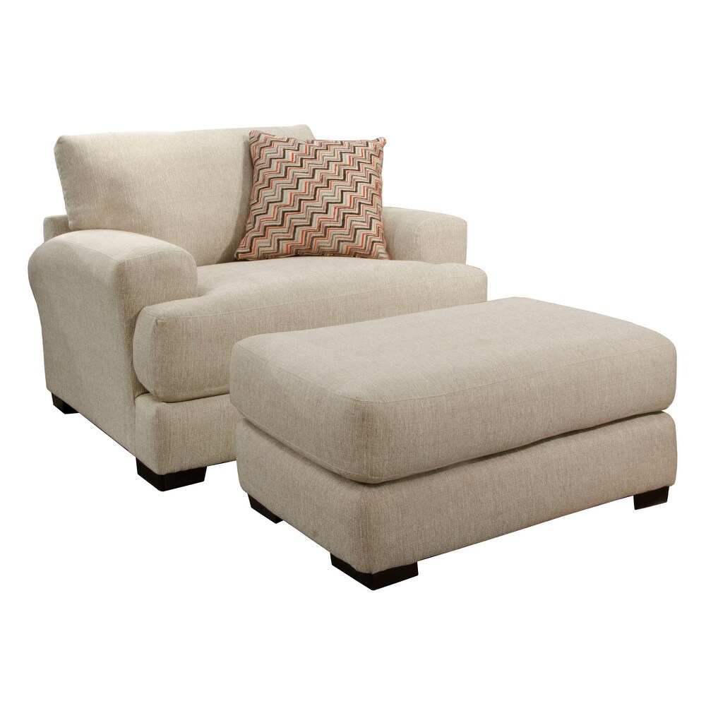 Padden Plush Fabric Upholstered Chair and Ottoman Living Room Set