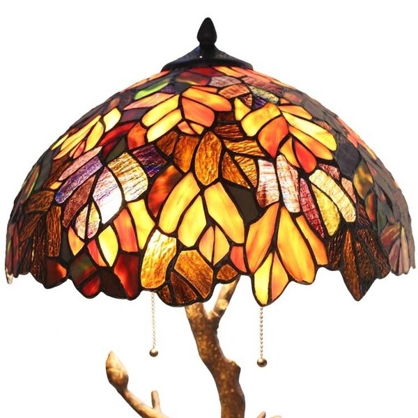 Copper Grove Eugenia Stained Glass 24.5-inch -style Lamp with Tree Trunk Base - 16