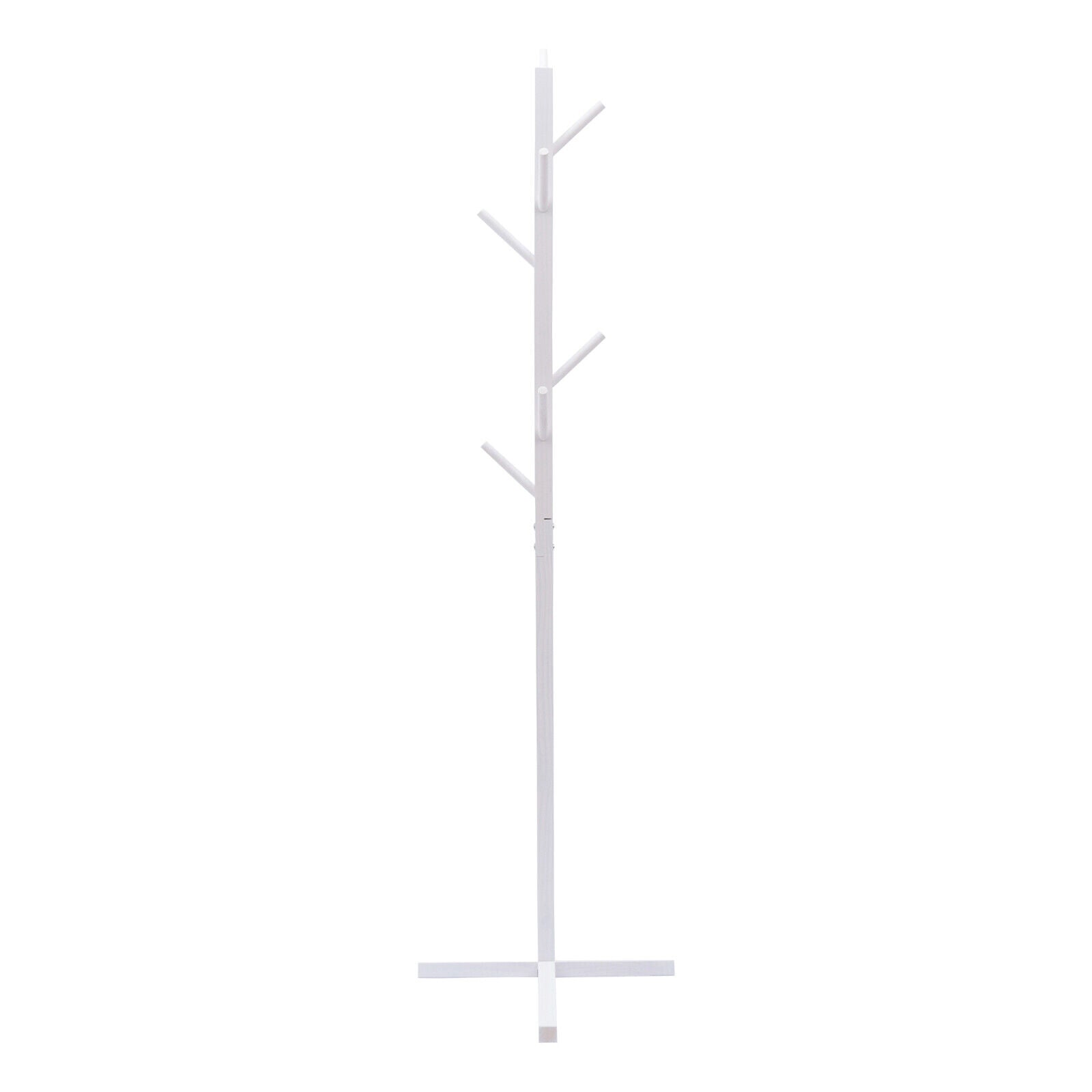 8-Hook Wooden White Coat Stand Hat Display Holder Rack Tree Shape Clothes Hanger Coats Hanger Clothes Rack  Freestanding Clothing Rack Storage Stand Holder