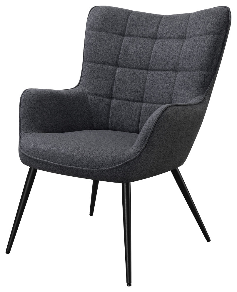 Isla Upholstered Flared Arms Accent Chair With Grid Tufted Accent Chair Grey   Modern   Armchairs And Accent Chairs   by Modon  Houzz