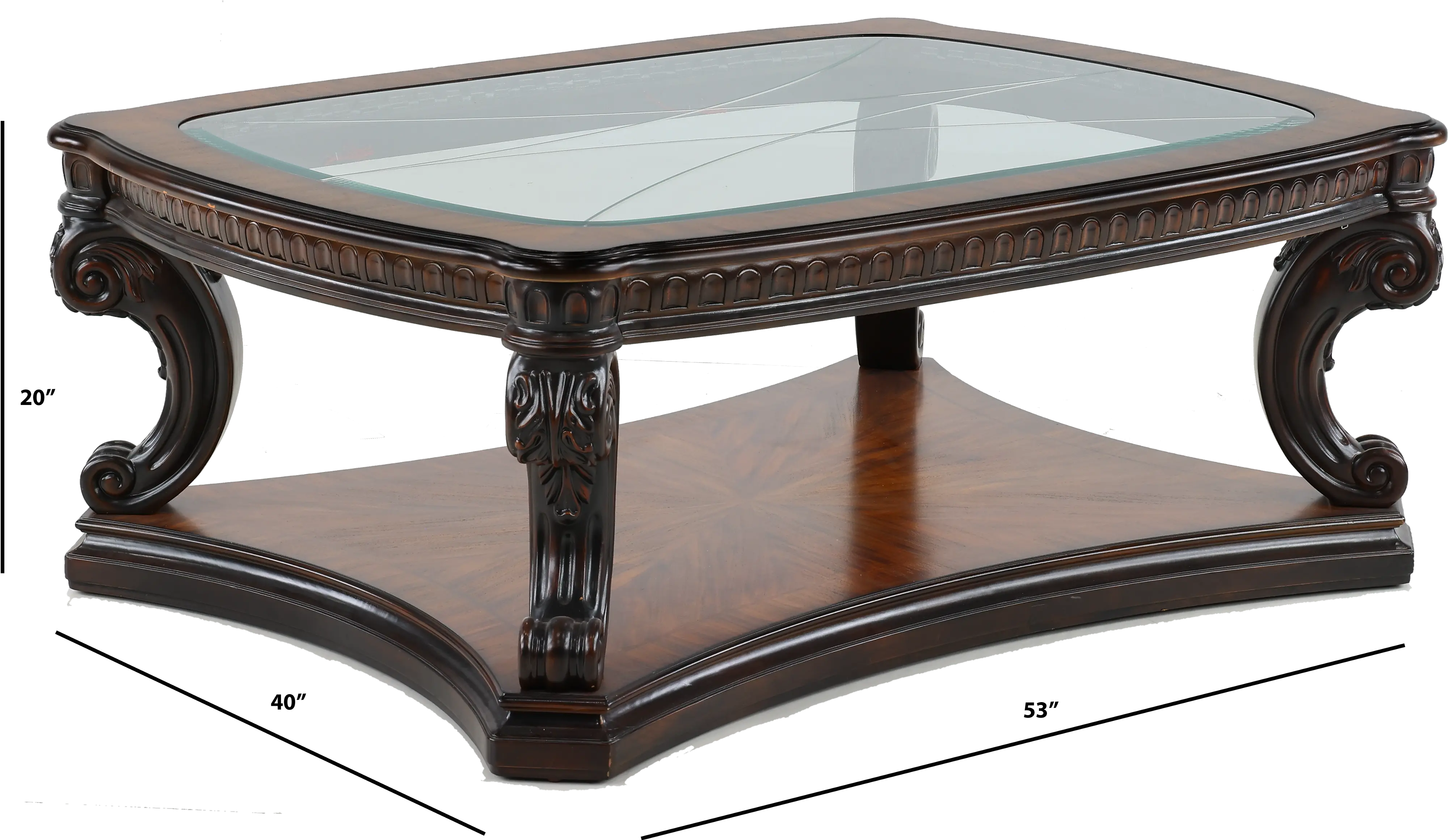 Grand Estates Brown and Glass Top Coffee Table