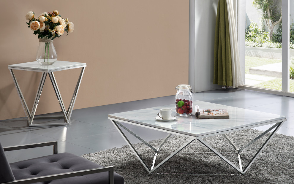 Skyler Chrome Coffee table   Contemporary   Coffee Tables   by HedgeApple  Houzz