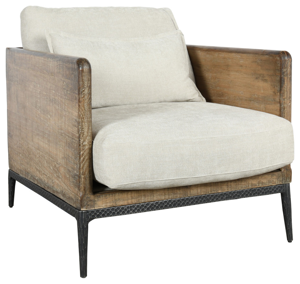 Renfrow Accent Chair by Kosas Home  Ivory/Brown   Industrial   Armchairs And Accent Chairs   by Kosas  Houzz