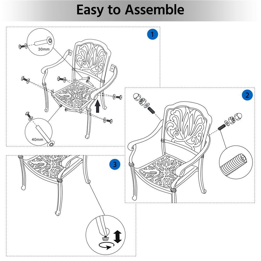 SmileMart Antique Bronze Scroll Design Aluminum Outdoor Bistro Chairs, Set of 2