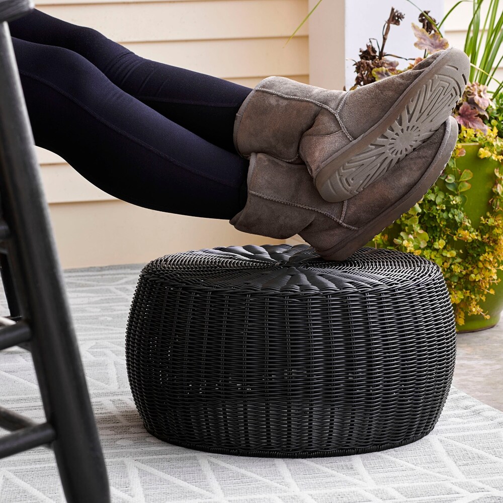 Handwoven Resin Storage Stool Ottoman