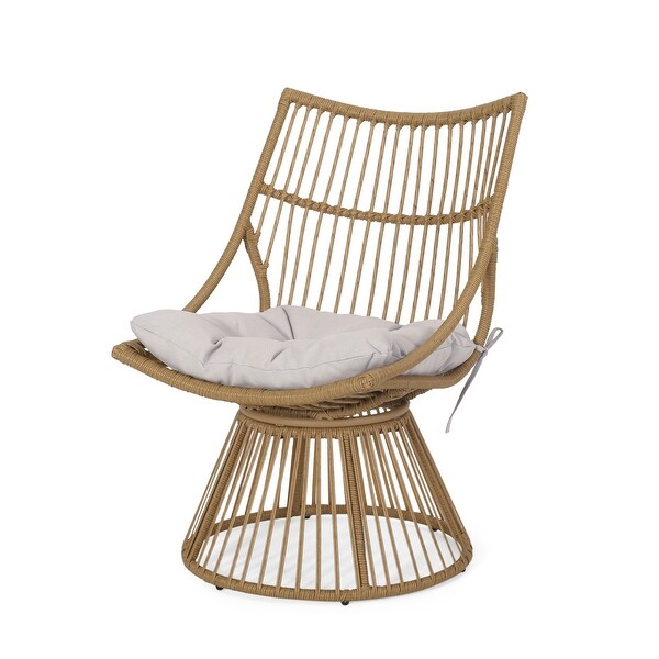 Faux Rattan Chair and Side Table with Iron Frame for Outdoor or Garden