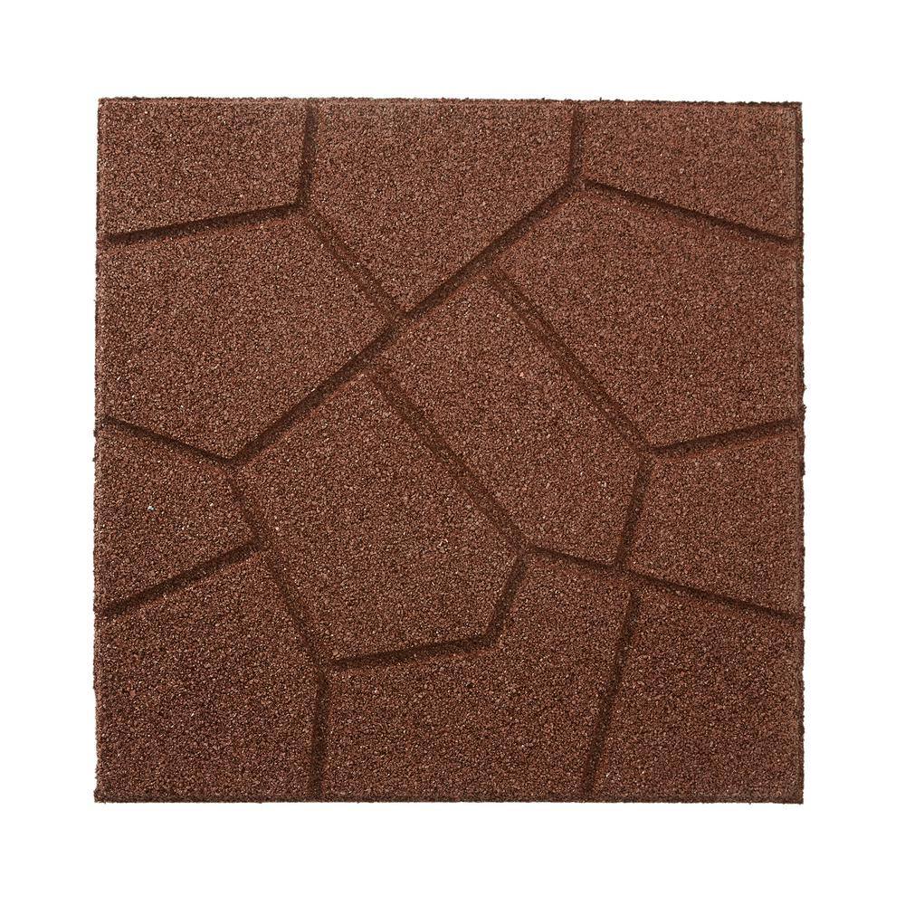 Rubberific 16 in. x 16 in. Brown Dual-Sided Rubber Paver (9-Pack) DCPVBN9