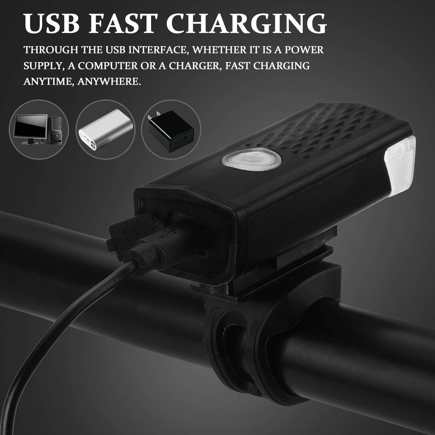 Waterproof USB Rechargeable Front Bike Cycling Torch Handlebar Flashlight Bike Accessories