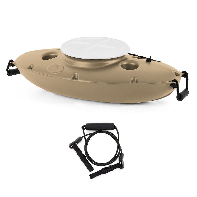 CreekKooler 30 Qt Floating Insulated Beverage Kayak Tow Cooler， Tan w/ 8' Rope