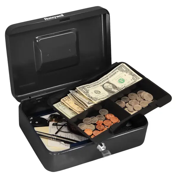 Honeywell Key Locking Steel Cash Box with Removable Tray