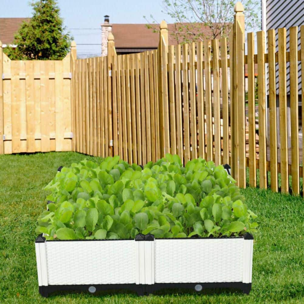 Alpulon 16 in. x 16 in. x 17.5 in. Plastic Elevated Flower Vegetable Herb Grow Planter Box in White (Set of 4) ZMWV355