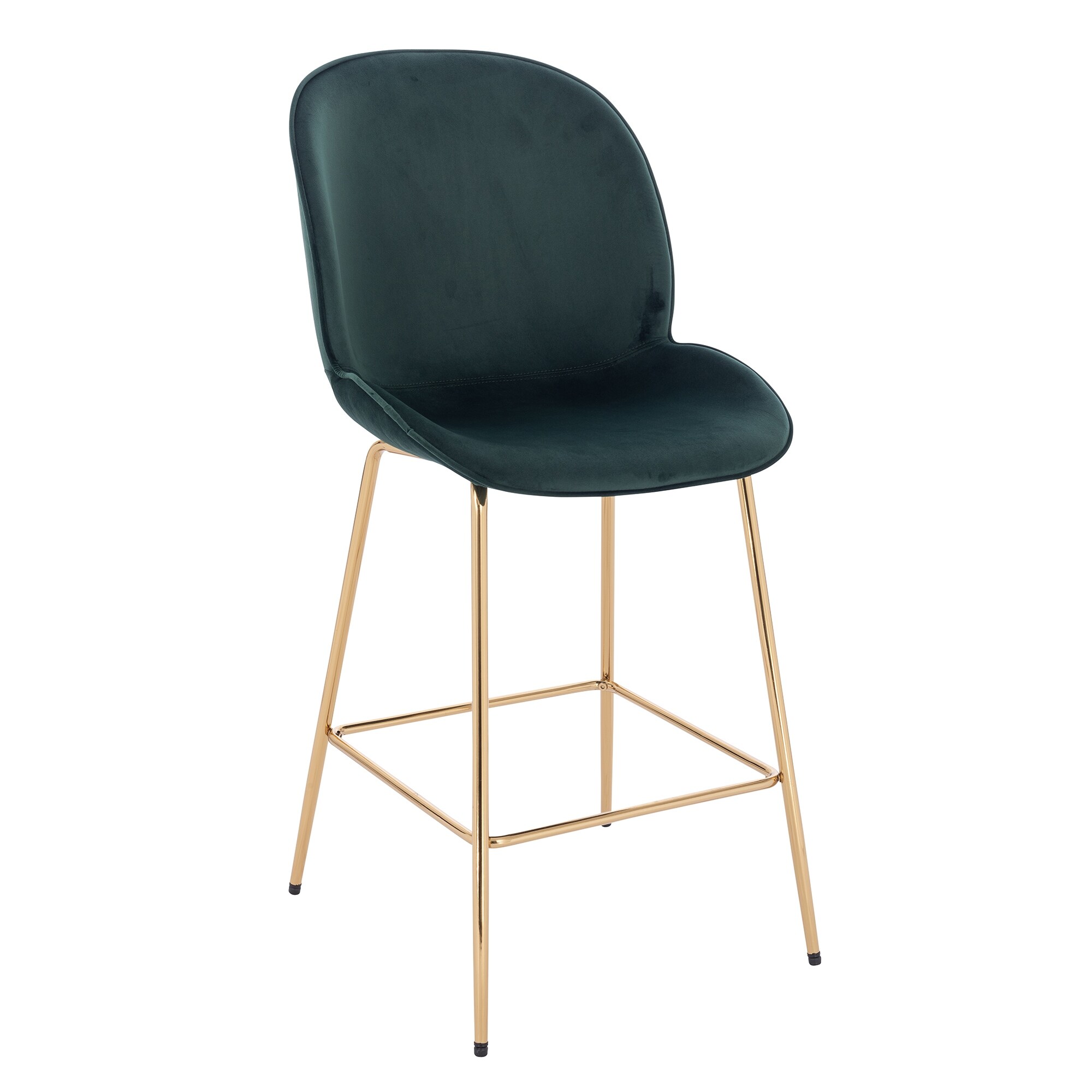 Lotus Green Velvet Counter Stool With Gold Legs (Set of 3) - 21.5