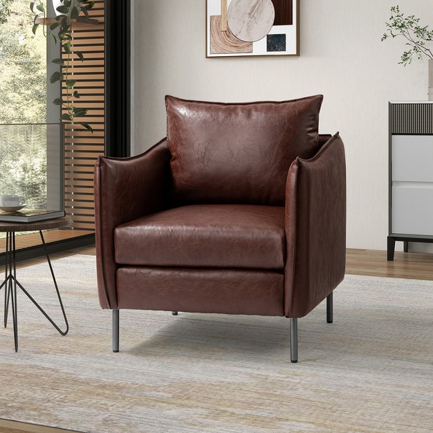 Felix Upholstery Livingroom Vegan Leather Armchair With Metal Legs Karat Home