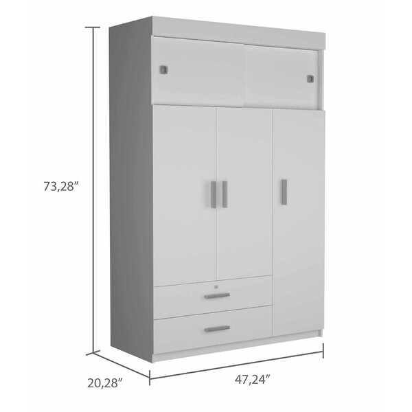 Rectangle Armoire with Four Interior Shelves ，2-Drawer， 6-Shelf - - 37938170