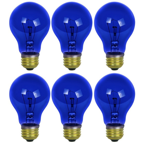 Sunlite 25A/TB/B/6PK Incandescent Blue A19 25W Lig...