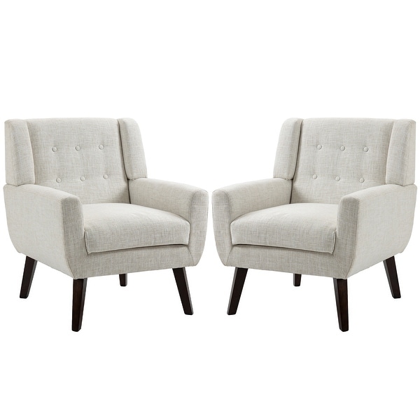 Set of 2 Modern Accent Chair Cotton Linen Upholstered Armchair for Living Room