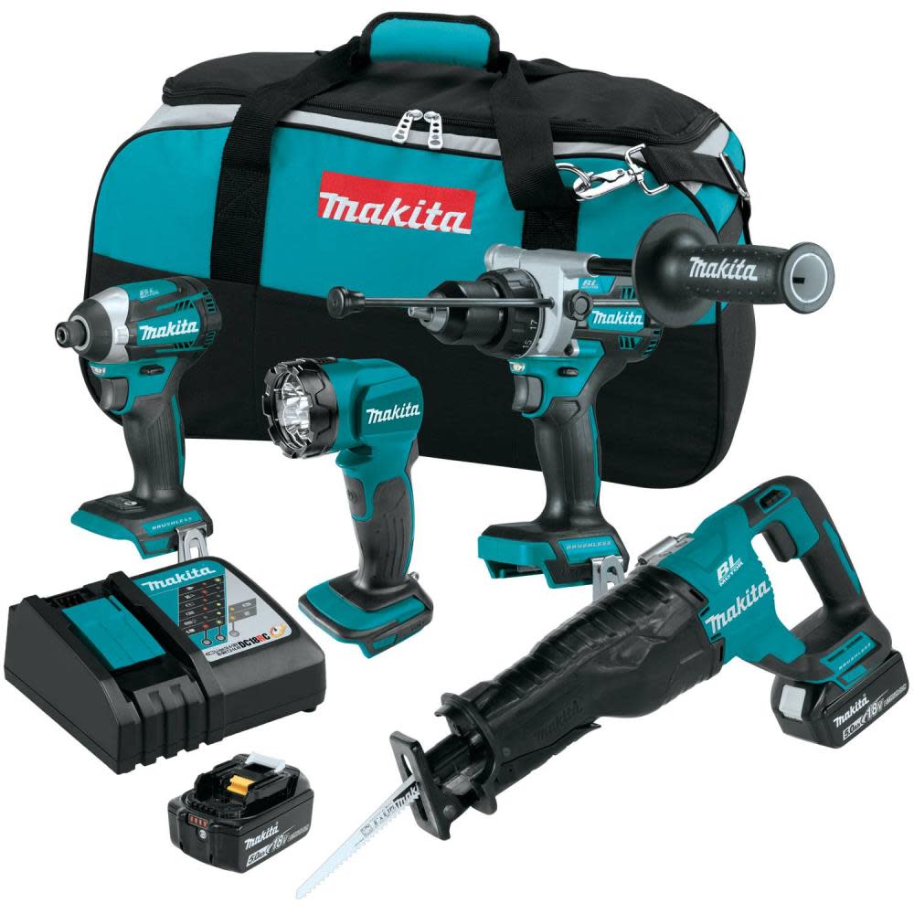 Makita 18V LXT Lithium Ion Brushless Cordless Combo Kit 4pc XT453T from Makita