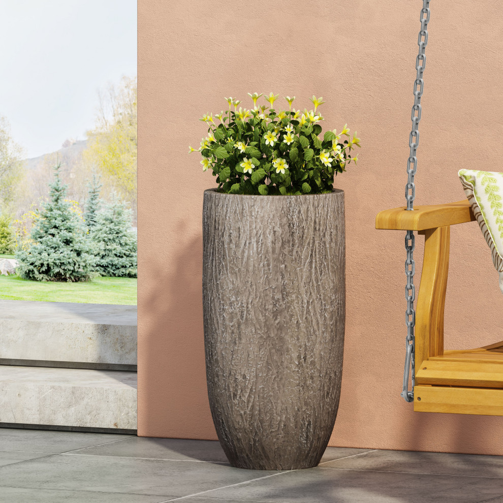 Moreno Outdoor Large Cast Stone Planter   Transitional   Outdoor Pots And Planters   by GDFStudio  Houzz