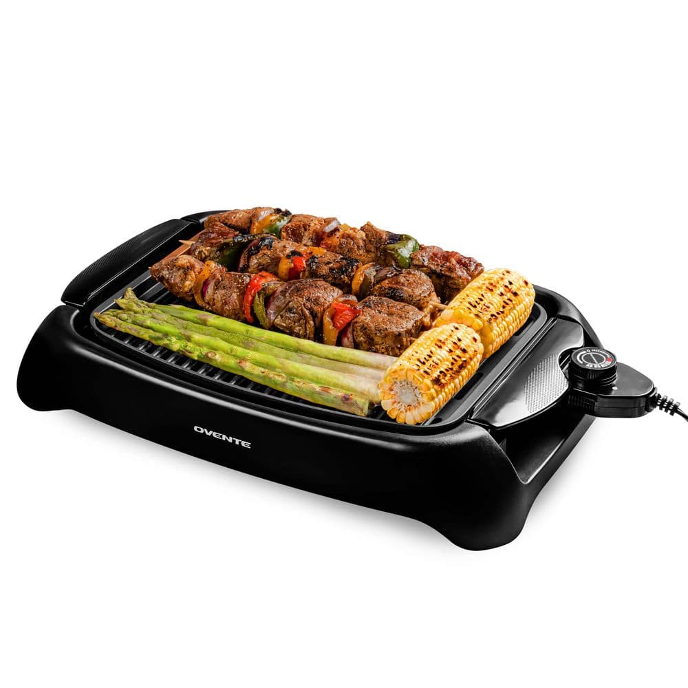 OVENTE Thermostat Controlled Non-Stick Indoor Grill, 1000-Watt Black (GD1632NLB) GD1632NLB