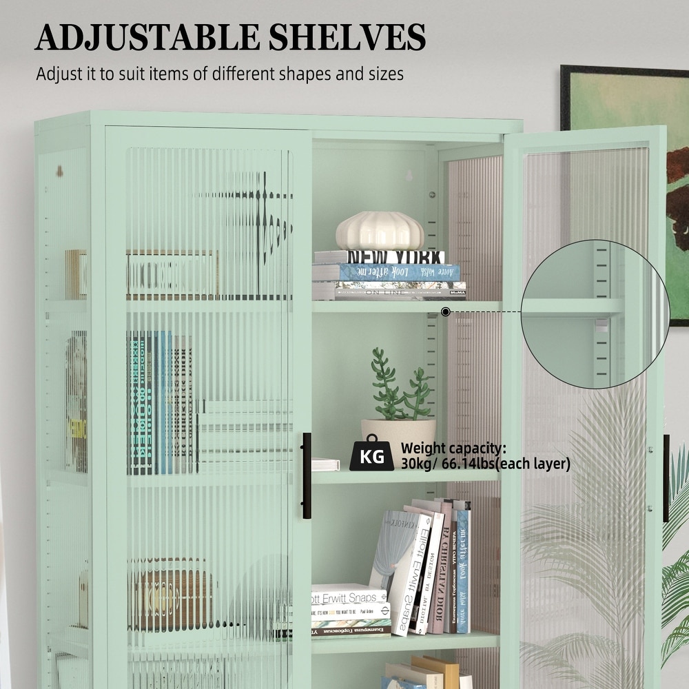 Mint Green Storage Bookshelf w/ Adjustable Shelves Display Cabinet