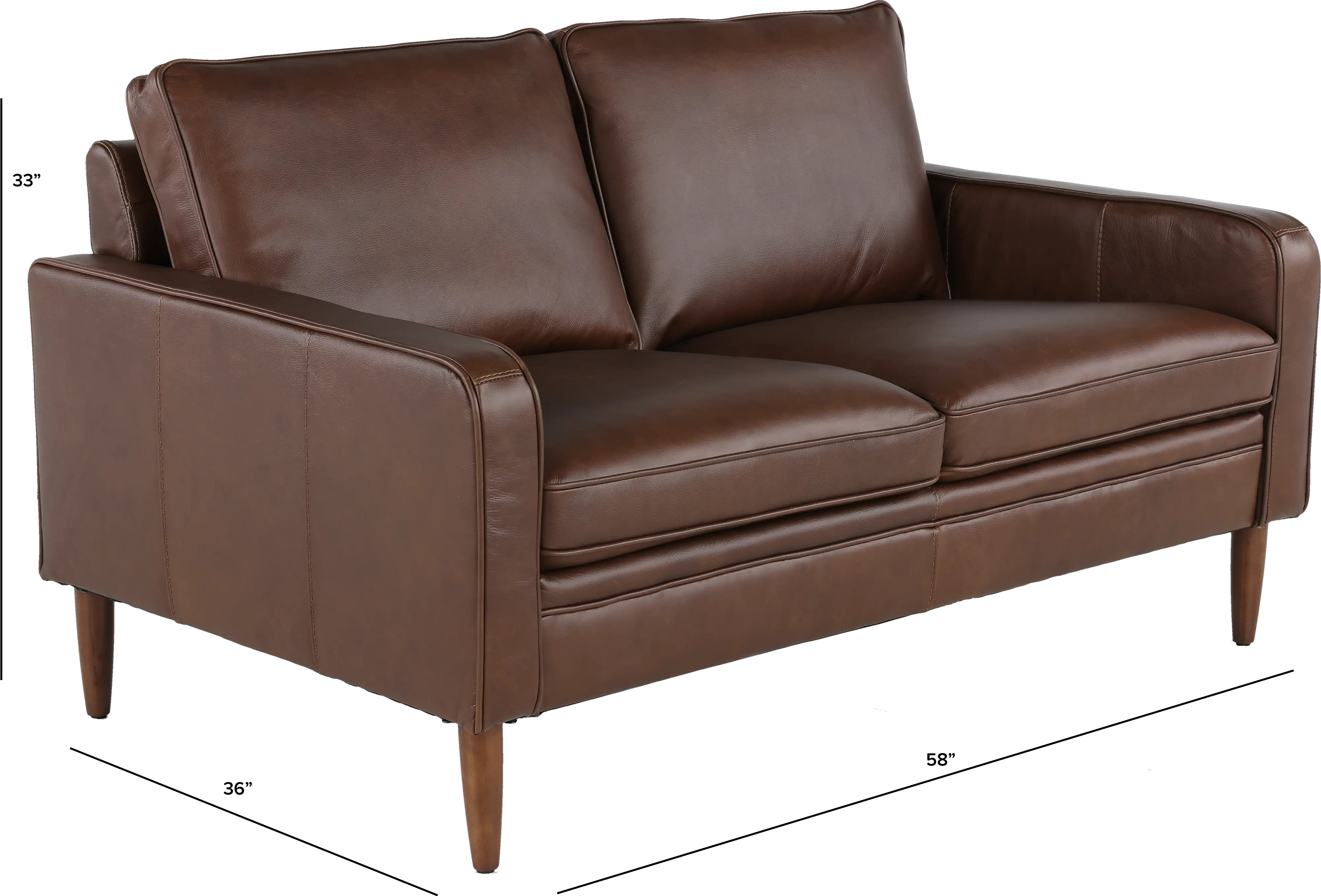 Volcano Brown Leather Loveseat