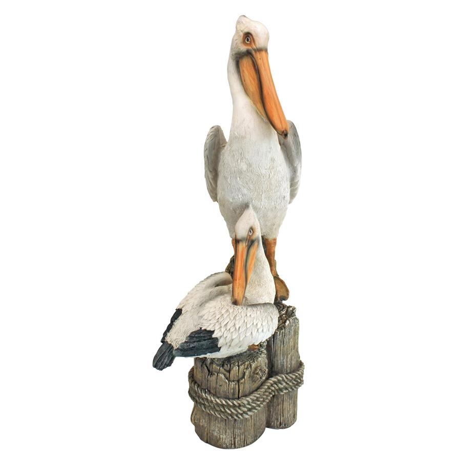 Design Toscano Coastal Decor Ocean's Perch Pelicans Garden Bird Statue, 24 Inch, Polyresin, Full Color