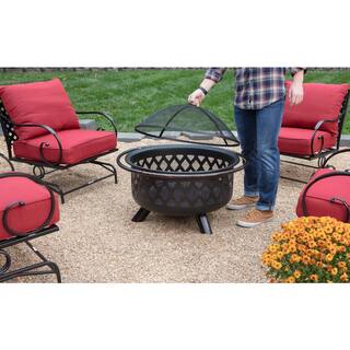 Endless Summer 30 in. D Bronze Finish Portable Lattice Wood Burning Fire Pit WAD792SP