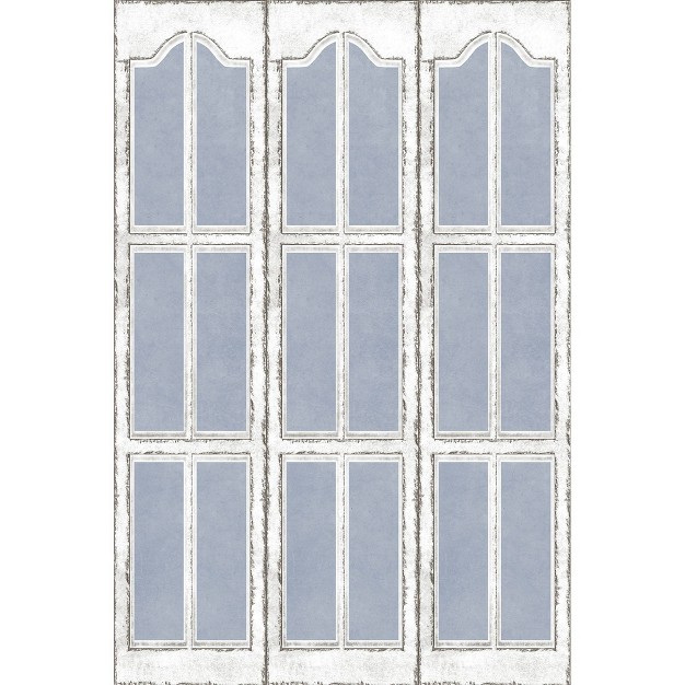 Double Sided Shutters Canvas Room Divider Blue Oriental Furniture