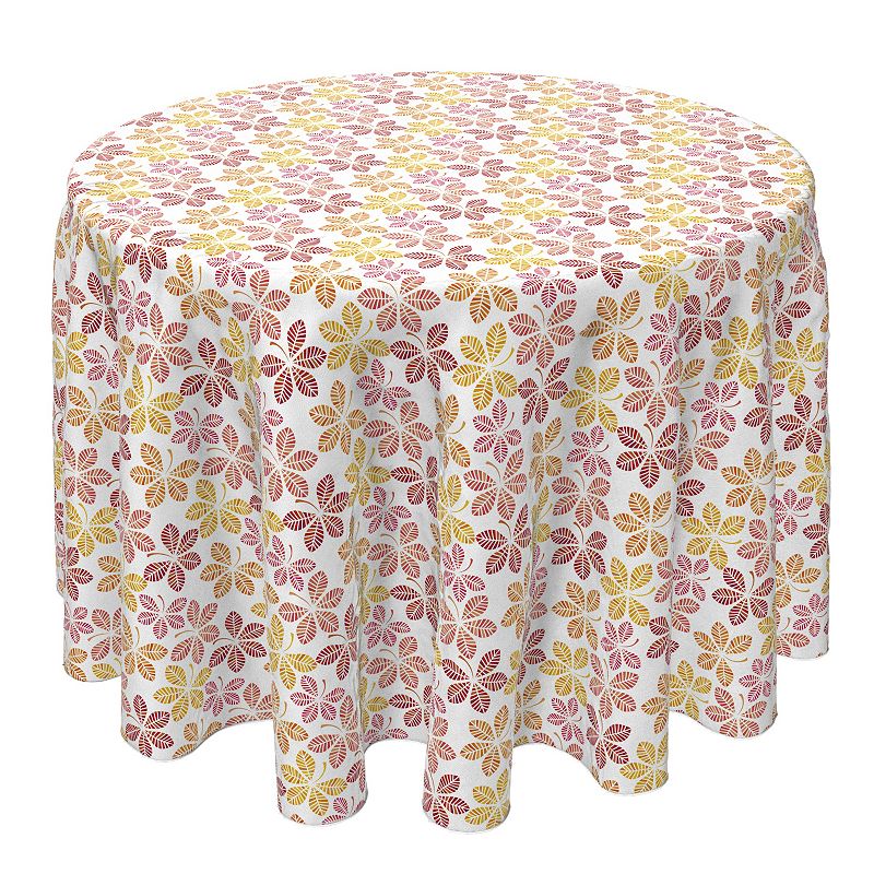 Round Tablecloth， 100% Cotton， 60 Round， Colorful Chestnut Leaves