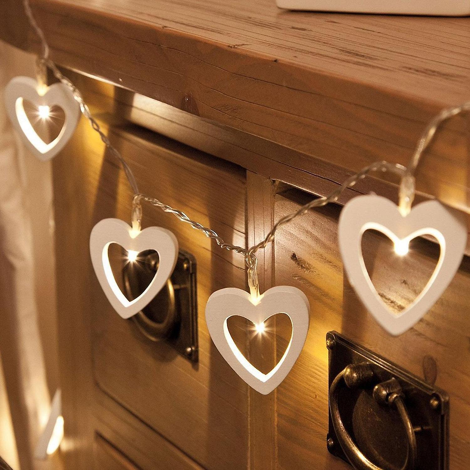 LED Wooden Heart Shaped String Lights Portable Holiday Decoration