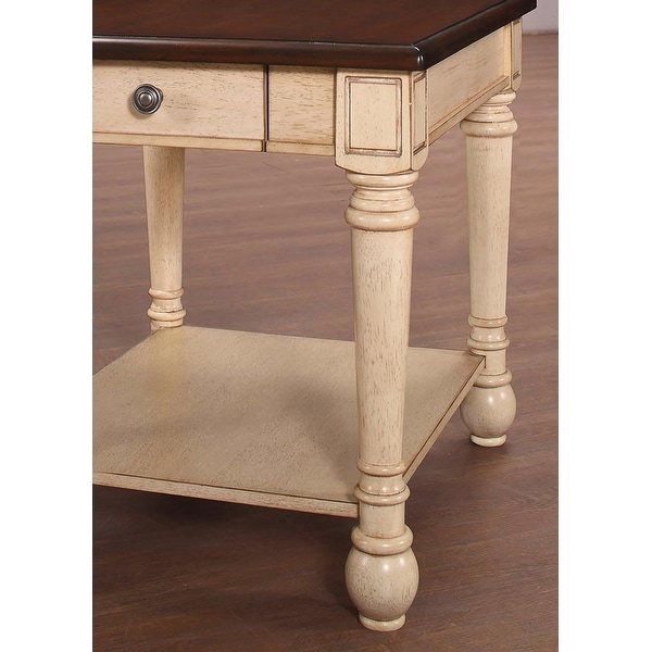 Madeleine Antique White Transitional Wood End Table